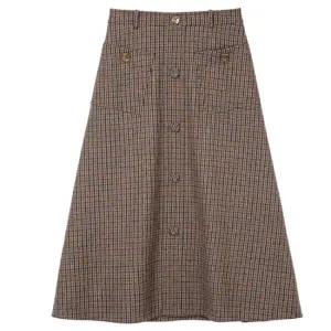 울블렌딩 플레어 체크스커트 LB-BG