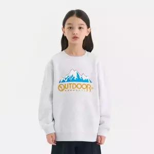 [아웃도어 프로덕트 키즈]아웃도어 그래픽 기모 맨투맨 (멜란지 화이트) OD254IMM02_MWH