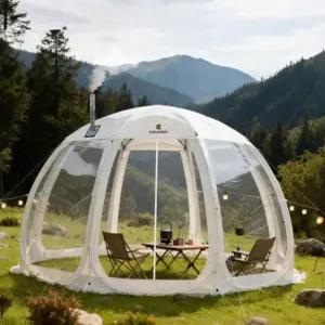 KEUMER 투명 원터치 돔 텐트 파노라마 쉘터 TPU 화목난로 파이어 대형 쉘터 버블텐트