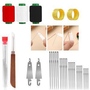 [미국배송] FYHXZYB 34PCS 재봉 도구 세트 자수 키트 바늘 실 손 수리 실타래 및 휴대용 여행 작업 DIY 제작 키트