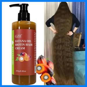 GZE 바타나 오일 비오틴 헤어 크림 강력한 모발 파손 방지 수리 스플릿 엔드 건성 모발용 실키