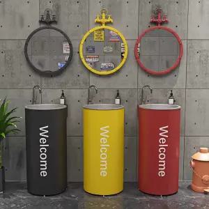 깡통 세면대 원형 카페 화장실 인테리어 원통 일체형