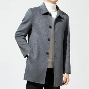 남성 출근룩 하프 코트 더블 울 추동 숄카라 캐주얼 모직 트렌치 힛템