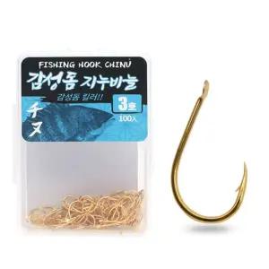 DK 감성돔 지누 바늘 3호 골드 덕용 낚시/치누 훅 후크 대용량 하이카본 낚싯바늘 100개입