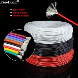 1/10m 내열성 케이블 실리콘 고무 주석 도금 구리 와이어 30/28/26/24/22/20/18/16/14/12/10/8AWG 자동차