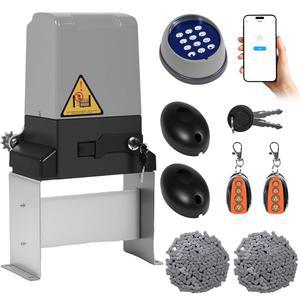 앱 제어 기능이 있는 Exqu 자동 슬라이딩 게이트 오프너, 최대 5510파운드, 리모컨 2개, 20피트 롤러 체인, 닫힘, 장애물 감지, 적외선 안전성