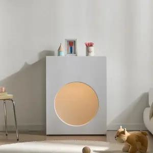 히트가구 C1386 원형 화장대 LED조명 세트 2colors