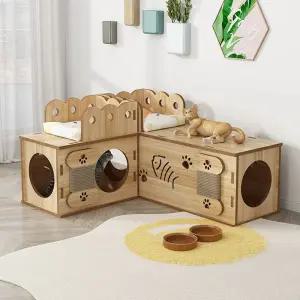 고양이 원목터널 장난감 캣타워 연결 동굴 가구