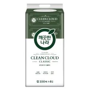 깨끗한나라 클린클라우드 클래식 물티슈 100매 4입
