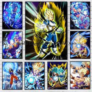 고품질 클래식 뜨거운 혈액 애니메이션 드래곤 볼 Goku Vegeta HD 포스터 그림 생활 홈 장식 벽화 선물