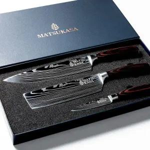 마츠카사 다마스커스칼 식도 3종 A세트 셰프나이프 미니중식도 과도