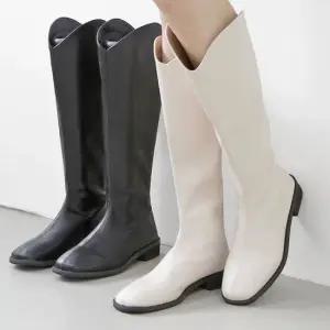 통넓은 스퀘어 뒷지퍼 웨스턴 롱부츠 (3cm) 카레나