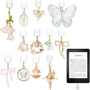 Ptwola 12개입 나비 꽃 별 디자인 C타입 충전 포트 먼지 방지 플러그 휴대폰/태블릿용 방진 마개 남녀용 북