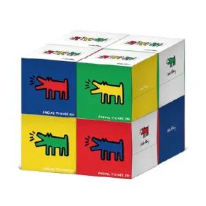 d한예지)키스해링큐브미용티슈(230매x8입)휴지 각티슈 사각 화장지 케이스