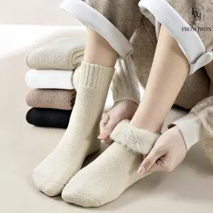 겨울 기모 양말 세트 4P 발목 긴 겨울 발열 방한 털 양모 등산 수면 선물 단체 여성 여자