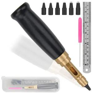 일본 나사 펀치 보이스타 나무 손잡이 벨트 구멍 벨트용 조절 가능한 가죽 도구 시계 밴드 6개의 팁 크기