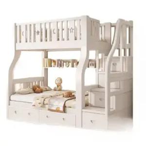 2층 침대 원목 주니어 학생 공간활용 중학생 원목침대 계단 프레임 수납침대