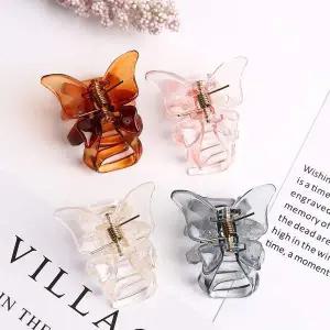 [오너클랜]투명 나비 헤어 집게핀 반묶음 단발 긴발 머리핀