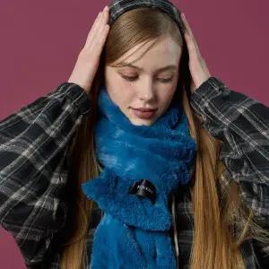 [KOLEAT]WOMEN 데일리 웜 히팅 퍼 목도리 [BLUE] 겨울 머플러 ver.