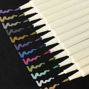 은은한 펄감 메탈릭 마커펜 12색세트/그림그리기/드로잉/용품/사인펜/미술/소모품/그림/그리기/학원/학생