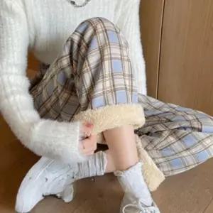 여성기모바지 양털 겨울 밴딩 기모 체크 바지 팬츠 여성 밴딩팬츠