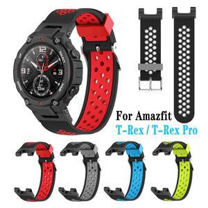 [호환품]Huami Amazfit T-Rex 교체 용 실리콘 스트랩 Pro 스마트 호환 시계 밴드 2 톤  팔찌
