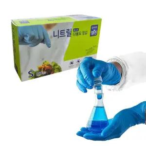 연구용장갑 명진 니트릴 장갑 청색 식품용 요리용 실험실용 100매