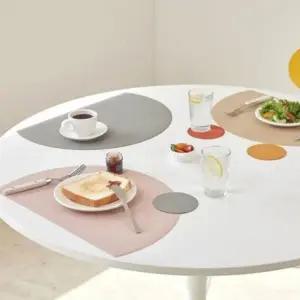 하프문 양면 모던 테이블 매트 식탁 방수 실리콘 덮개