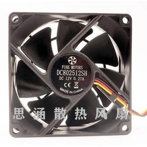 FUHE 모터호환  새 쿨러 팬 DC802512SH 12V 0.27A 8025 8CM 냉각 80x80x25mm
