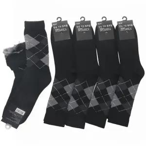 남성 아가일 기모 두꺼운 겨울 장목양말 블랙 5켤레