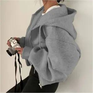 기모 크롭 루즈핏 후드 집업 DA-1004700