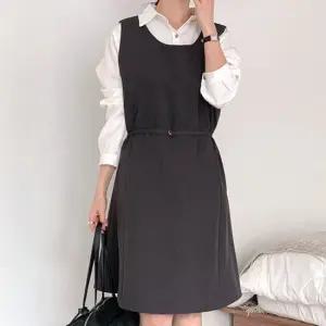 H스타일 OP)P)벨트라인원피스 봄 간절기 원피스 OPS 드레스 데일리룩 홈웨어