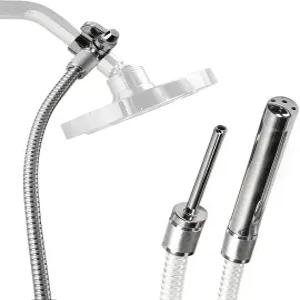 6피트 금속 호스가 장착된 클린스트림 샤워 관장 시스템 듀얼 노즐 세트(3.5인치 및 5인치) 유량 조절