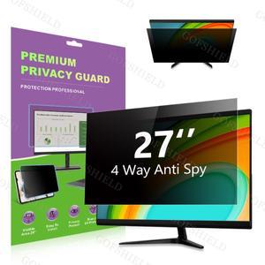 360도 4방향 프라이버시 필터 접착제 없음 기밀 보호 항균 컴퓨터용 19~27인치 화면 필름