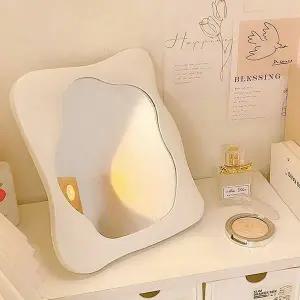 브리스크스타일 파스텔 물결 웨이브 테두리 메이크업 화장대 탁상거울