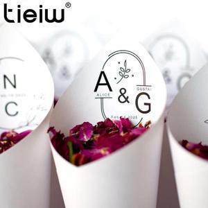 이름과 날짜가 포함된 맞춤형 결혼식 색종이 콘 꽃잎 사탕 천연 축하 장식용으로 사용자 정의 가능