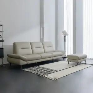 [다우닝] 센느 4인 전체 천연가죽 소파 + 스툴