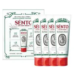 센토 프라임 고불소 구취케어 치약 아쿠아민트향 120g 4개