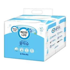 깨끗한나라 페퍼민트 블루 물티슈 (캡형/70매x6입)