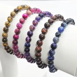 지홍 5colors 천연 호안석 원석 팔찌 6mm 행운 재물운 염주 묵주