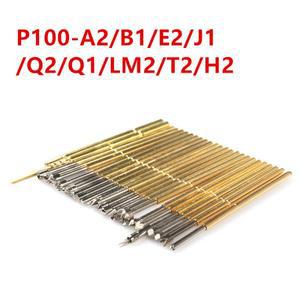 황동 니켈 도금 바늘  1.36mm 스프링  프로브  P100-A2/E2/G2/H2/Q2  100PCs/bag