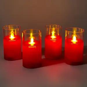 (대형11.5cm 레드) 리얼 LED 양초/캔들/전기초/조명/거실/기념일/데코/무드/무연/미니/분위기/소형/안전