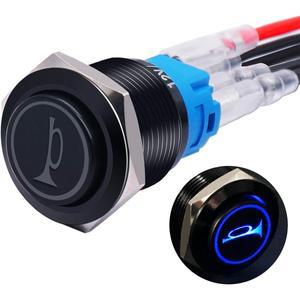 16MM 돌출형 스피커 혼 순간 푸시 버튼 스위치 12V LED 라이트 스테인리스 스틸 쉘 1NO 1NC SPDT 사전 배선