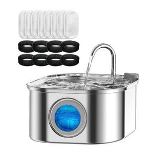 투명 창 고양이 물 디스펜서 센서 포함 3.2L/108oz 초저소음& 애완동물 자동 필터 스테인리스 스틸 분수