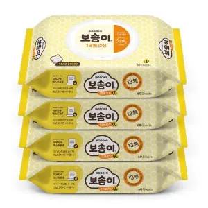 깨끗한나라 보솜이 안심 물티슈 13무 캡형 60매x4팩 / 민감피부 유아물티슈