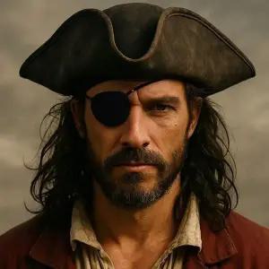 고품질 해적 모자와 안대 고급형 블랙 색상 아이템 파티 의상 소품 (WFKKOQ5)