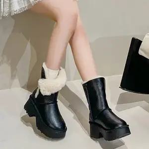 [디아슈즈]리로 겨울 절개 투웨이 털안감 방한 키높이 미들 부츠 6cm