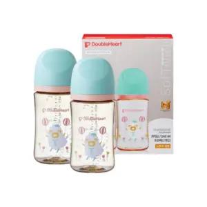 더블하트 젖병 출산 선물 축하 세트 트윈팩 240ml 양 BNS