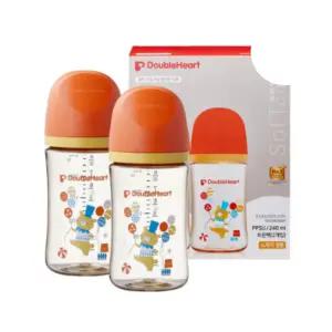 더블하트 젖병 선물 축하 세트 트윈팩 240ml 베어 BNS