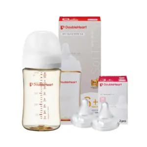 더블하트 아기 사이즈 업 젖병 240ml 젖꼭지 M 세트 BNS